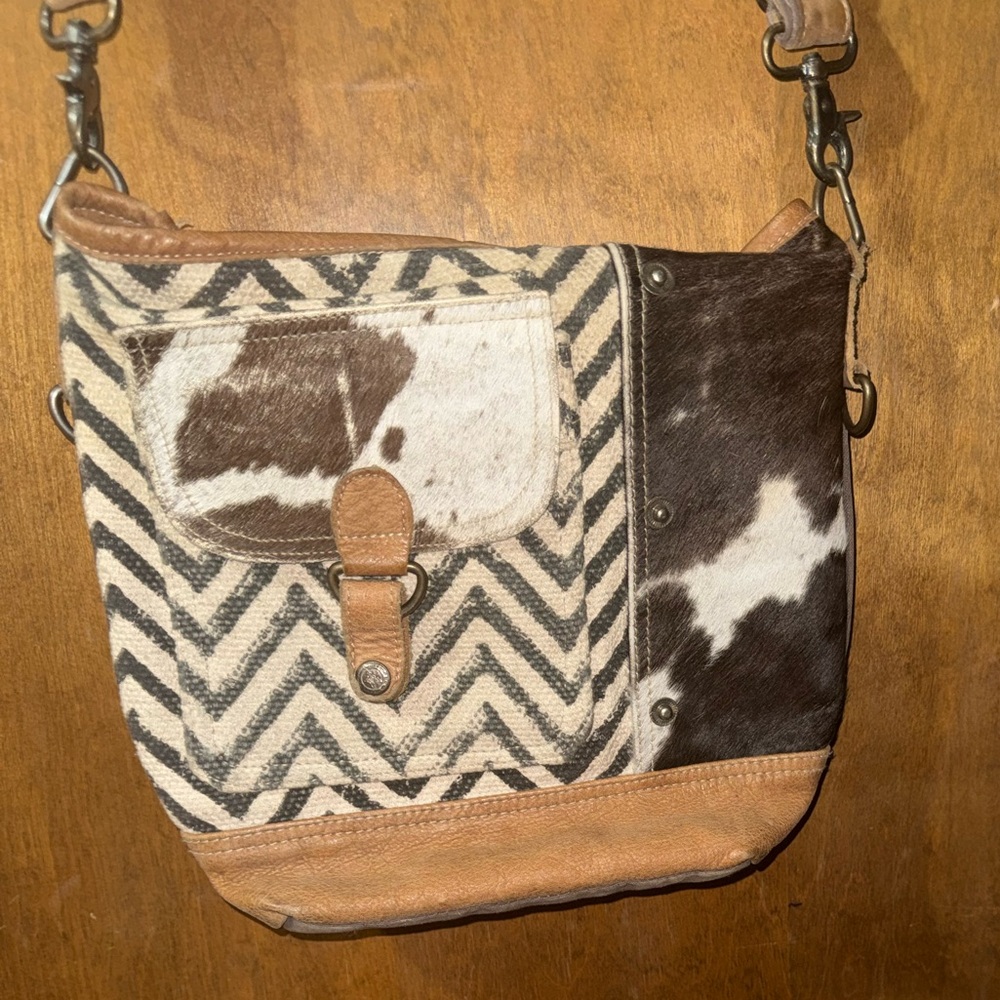 Myra Bag Brown and Cream Shoulder Bag